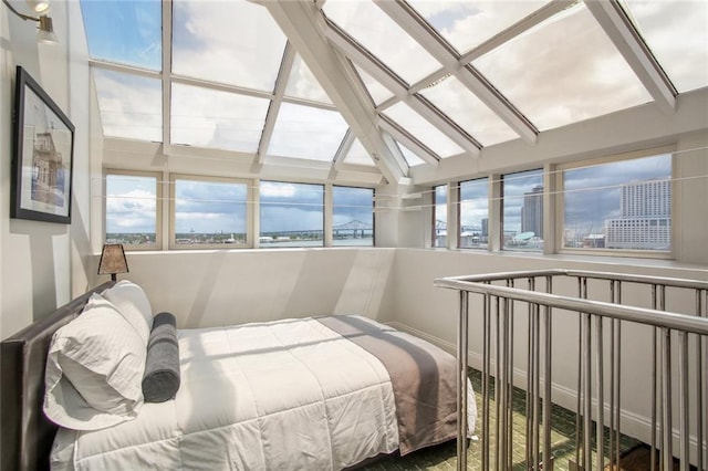 bedroom featuring vaulted ceiling