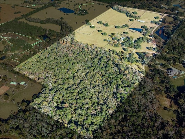 birds eye view of property with a rural view