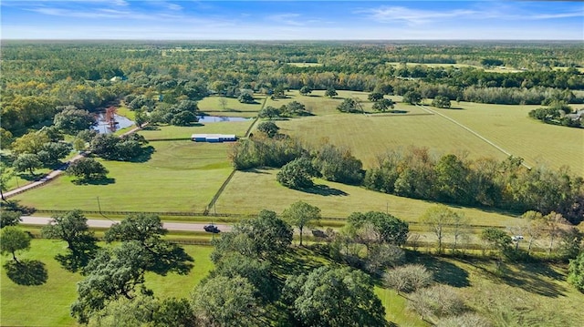 aerial view with a rural view and a water view