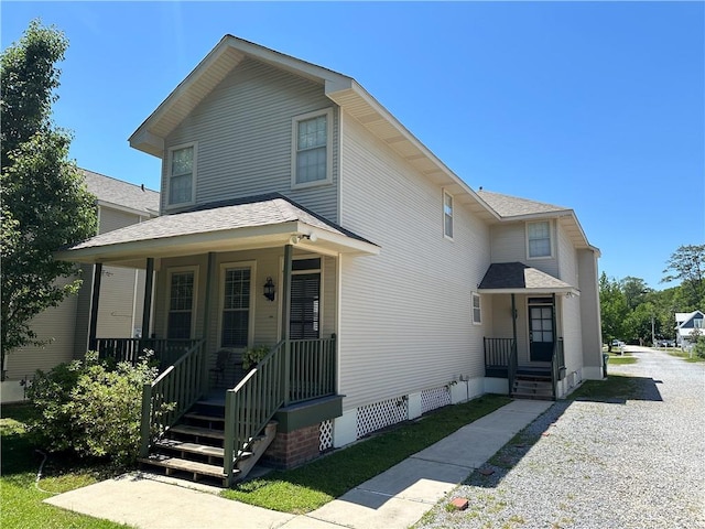 view of front facade featuring covered porch