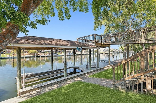 view of dock featuring a water view