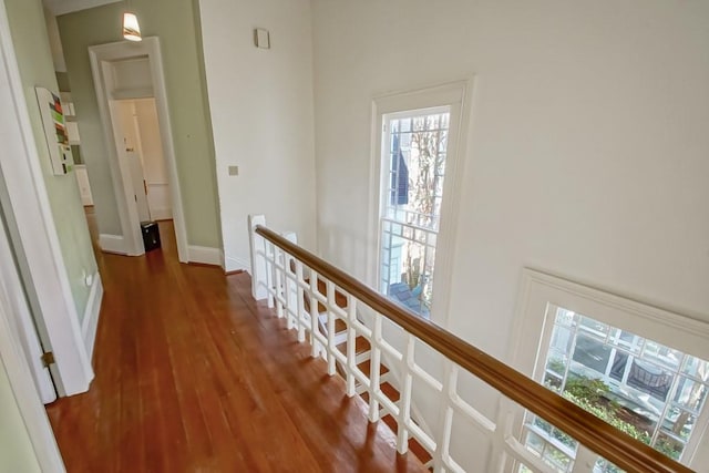 corridor with dark hardwood / wood-style floors