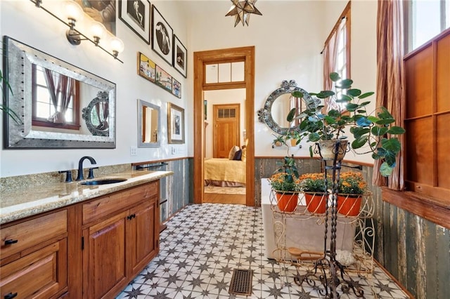 bathroom with vanity and a wealth of natural light