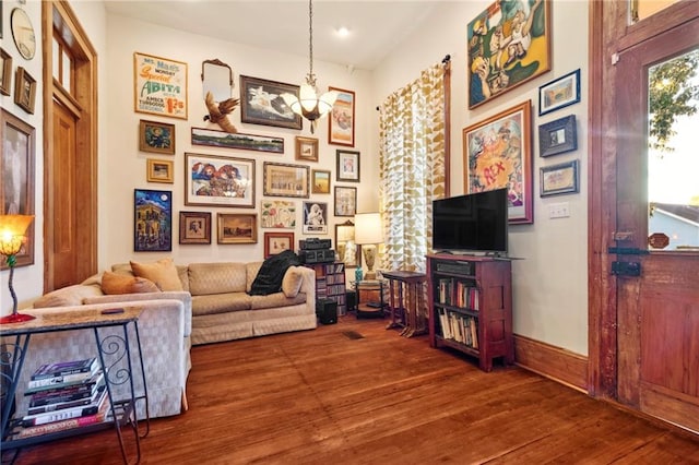 living room with hardwood / wood-style floors