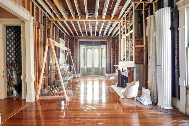 misc room with dark hardwood / wood-style flooring