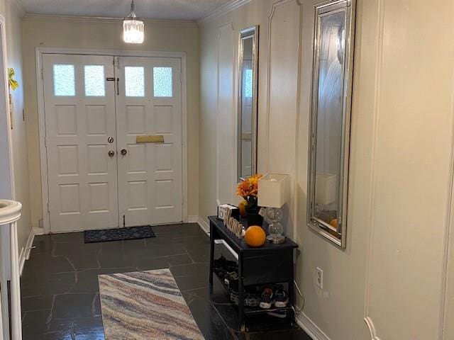 entryway with ornamental molding