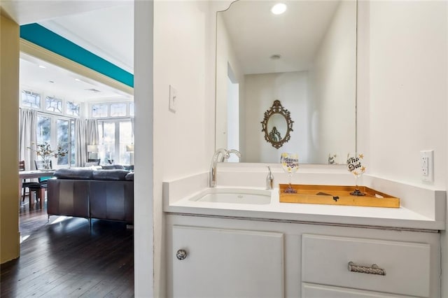 bathroom featuring hardwood / wood-style flooring and sink