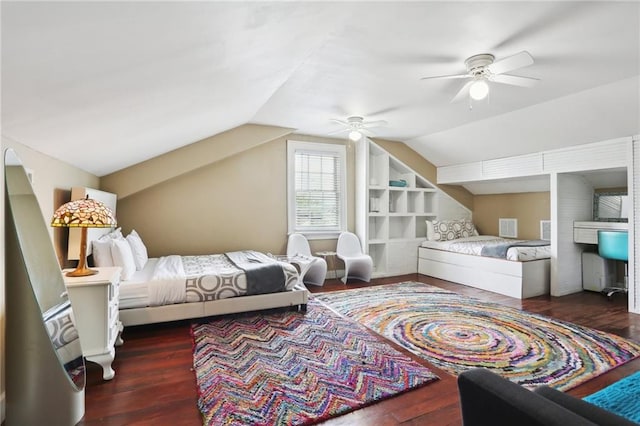 1214 Felicity St, New Orleans, LA 70130 - bedroom with wood finished floors, lofted ceiling, and ceiling fan