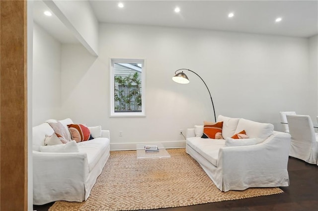 living room with hardwood / wood-style flooring