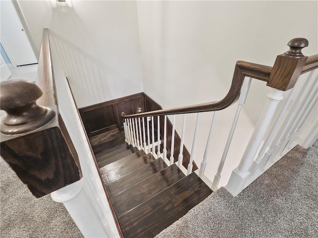 stairway with carpet flooring