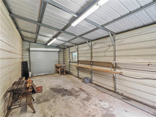 garage with wooden walls