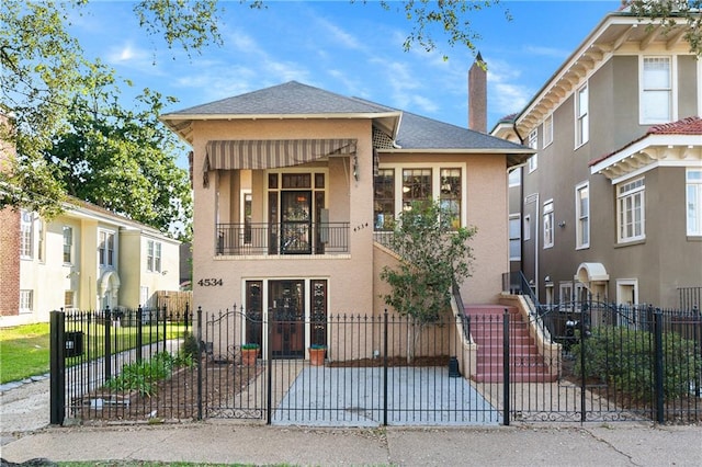 view of front of house with a balcony