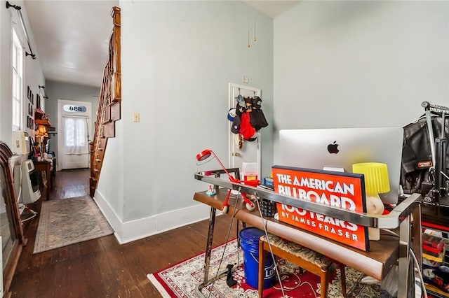 interior space featuring hardwood / wood-style flooring and heating unit