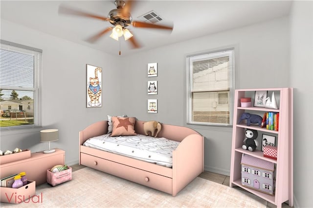 bedroom with ceiling fan