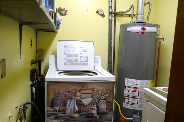 utilities featuring washer and clothes dryer and gas water heater