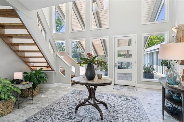 interior space featuring a high ceiling