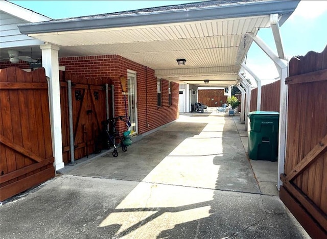 exterior space featuring a carport