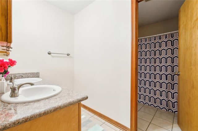 bathroom featuring vanity and tile patterned flooring