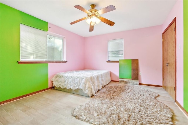 bedroom featuring ceiling fan