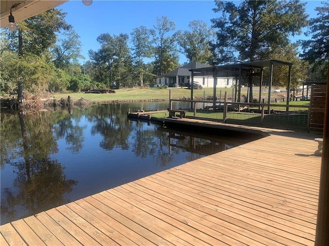 20442 Johnson Dr, Springfield, LA 70462 - dock area featuring a lawn and a water view