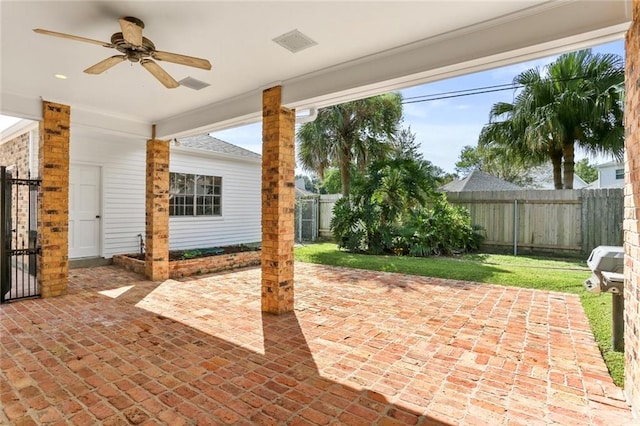 view of patio / terrace with ceiling fan