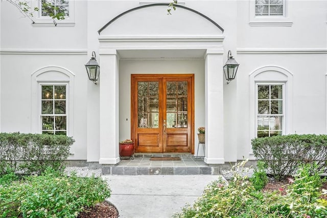 property entrance with french doors