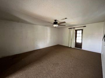 spare room featuring carpet floors, a textured ceiling, and ceiling fan