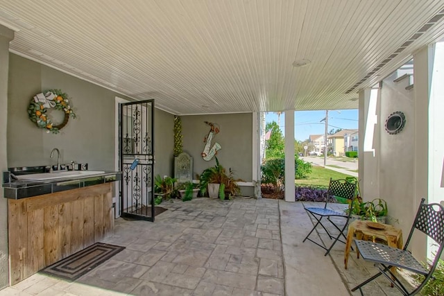 view of patio with sink