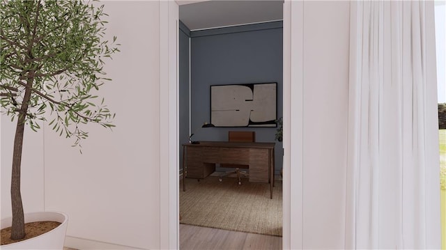 hallway featuring light wood-type flooring