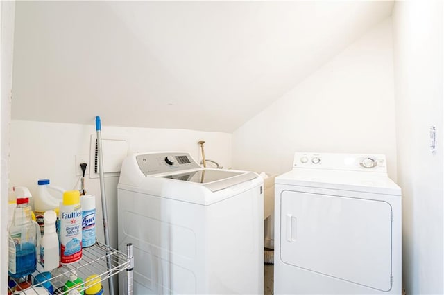 washroom featuring independent washer and dryer