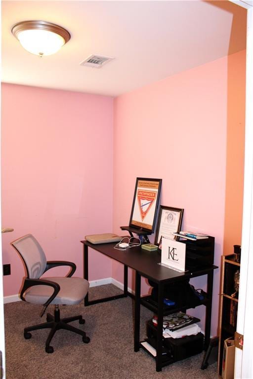 view of carpeted home office