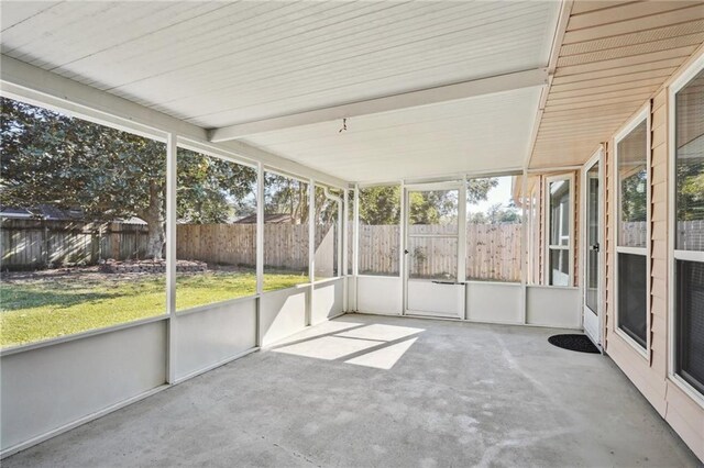 view of unfurnished sunroom