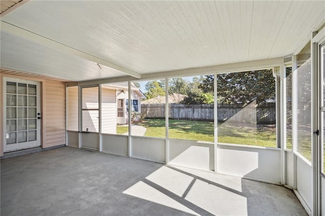 view of unfurnished sunroom