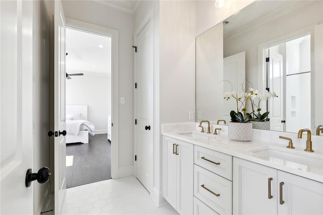 bathroom featuring vanity and wood-type flooring