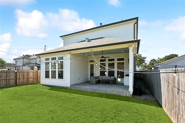 view of patio / terrace with sink and ceiling fan