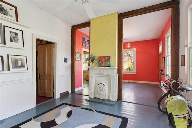 corridor featuring dark wood-type flooring