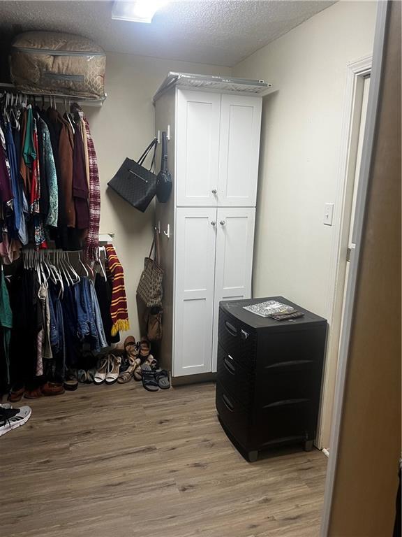 spacious closet with light hardwood / wood-style floors