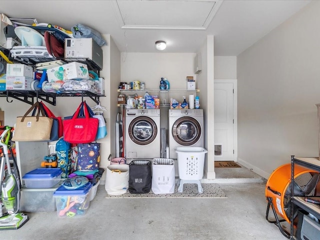 washroom with separate washer and dryer