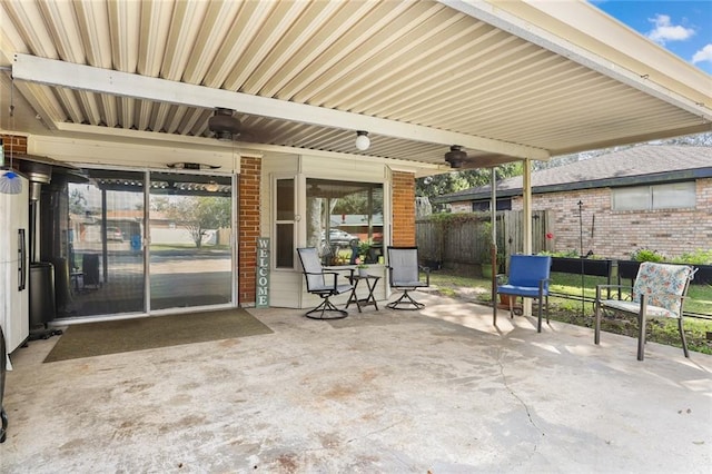 view of patio with ceiling fan