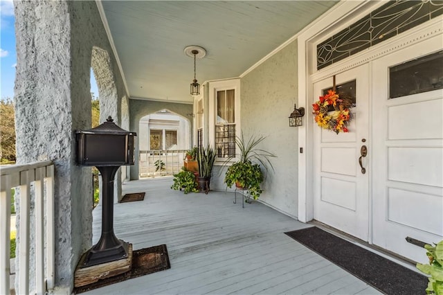 wooden deck with covered porch