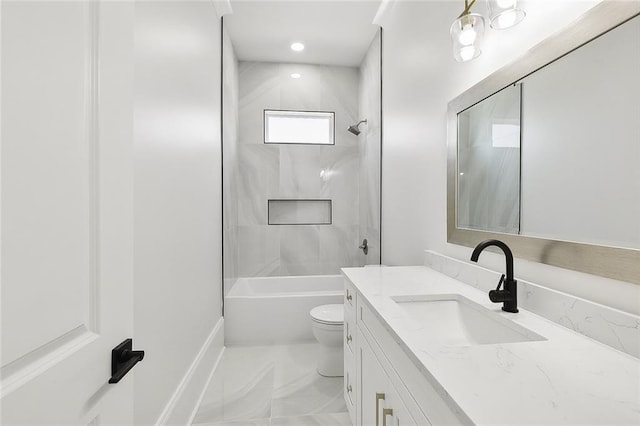 full bathroom featuring vanity, toilet, and bathtub / shower combination