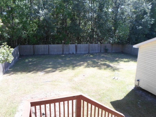 view of yard with a fenced backyard