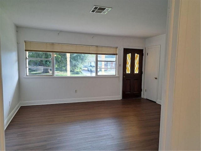 foyer entrance with dark hardwood / wood-style floors