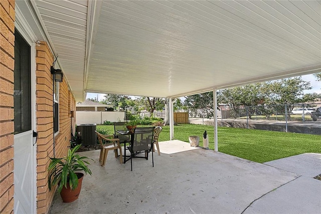 view of patio featuring central AC unit