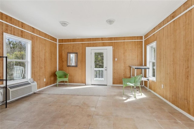 interior space featuring wood walls and a healthy amount of sunlight