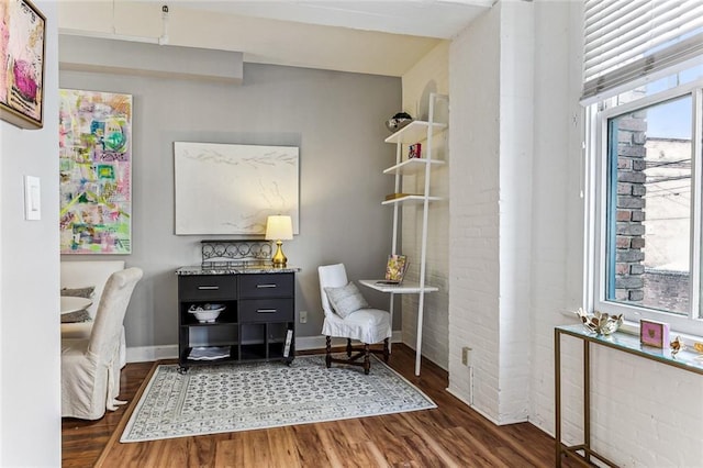 home office featuring dark hardwood / wood-style flooring