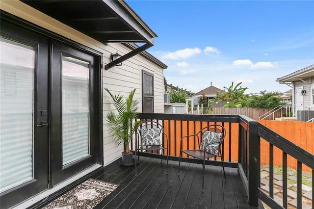 wooden deck with cooling unit