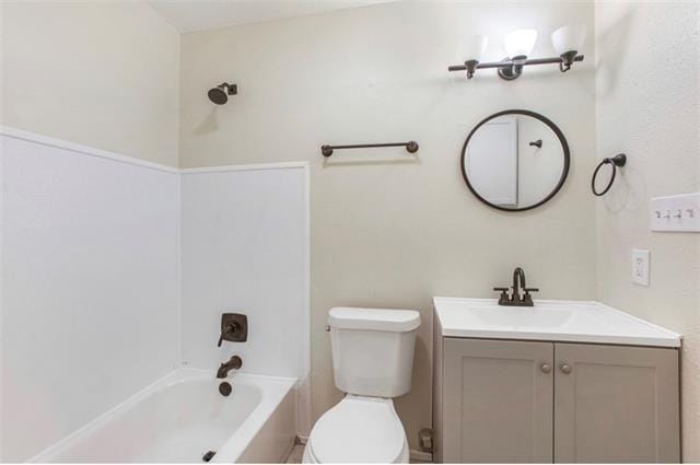 full bathroom with vanity, toilet, and shower / bath combination