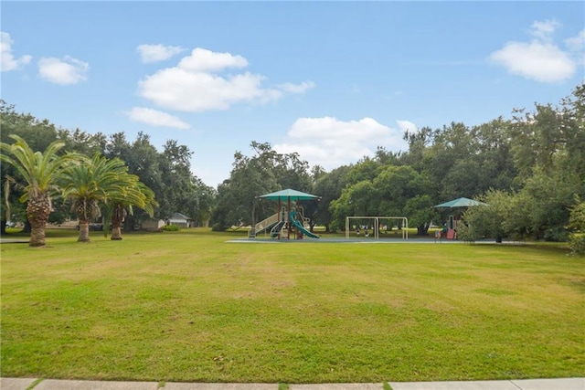 view of yard with a playground