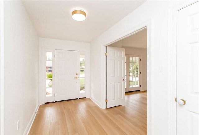 foyer with light hardwood / wood-style floors